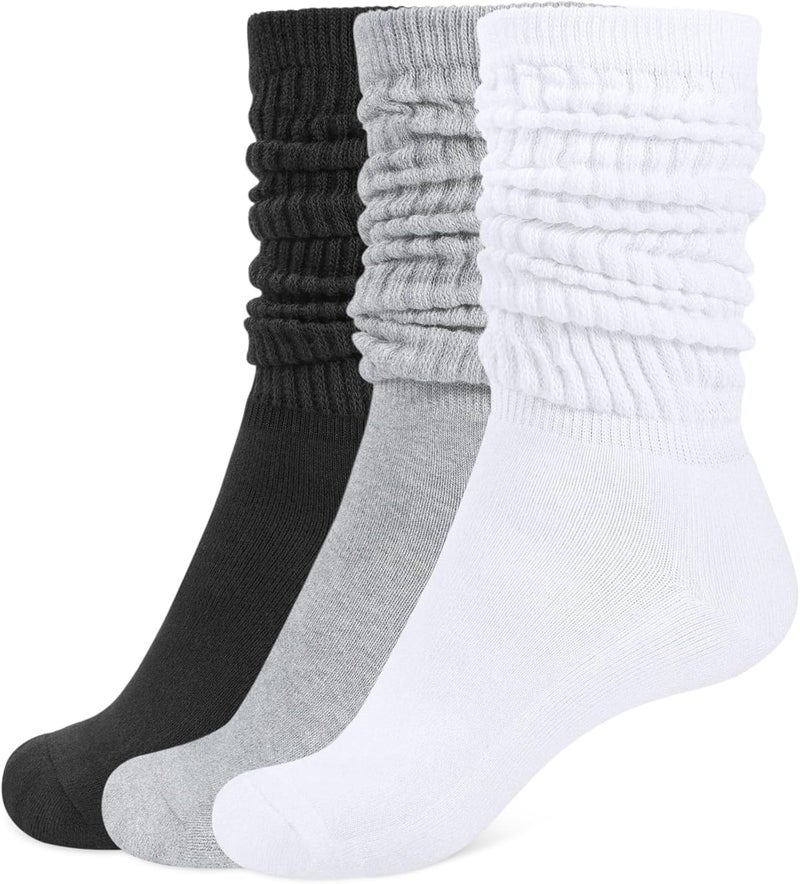 CLOSEMATE Womens Crew Slouch Socks Cotton Soft Scrunch for Boots Loafers Sneakers 3 Pairs - Image 1